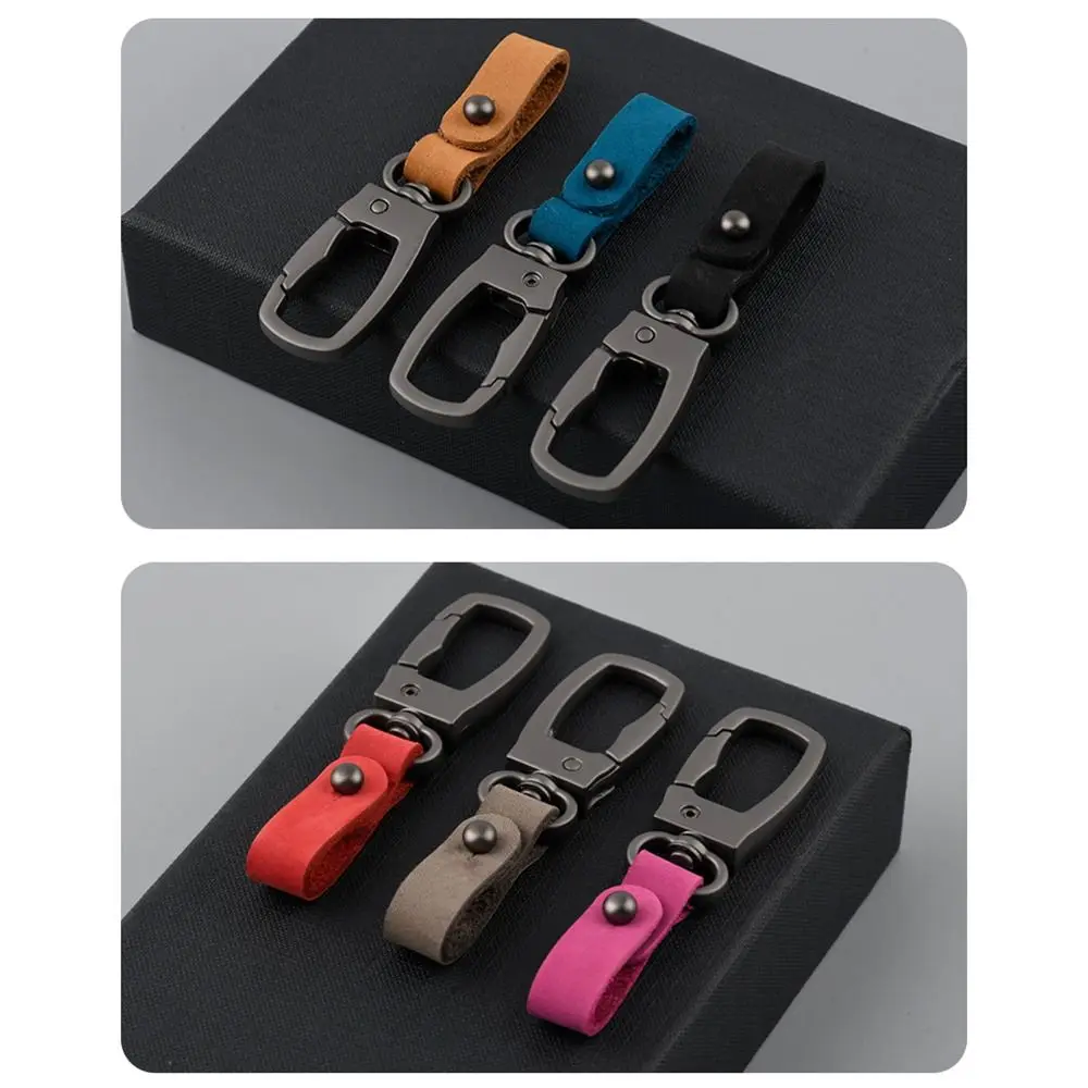 Key Holder Car Key Buckle Keys Organizer Matte Buckle Leather Key Chain Key Ring Bag Charms Round Buckle Auto Car Accessories