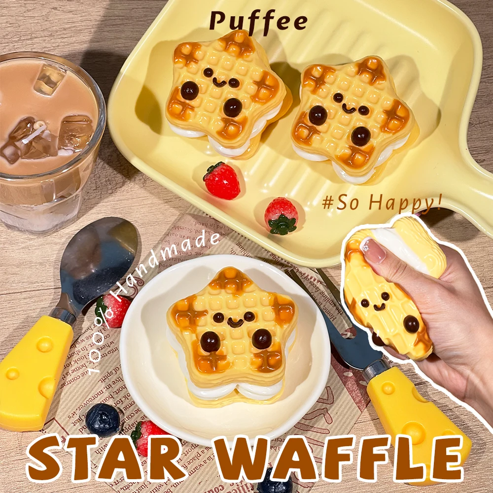 Juguete blando de silicona de calidad alimentaria Star Waffle, blando Taba hecho a mano, adhesivo suave cremoso, juguete para apretar de rebote lento, regalo feliz