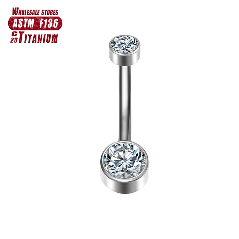 G23 Titanium Navel Piercing Zircon Diaphragm Clicker Hinge Segment Charming Belly Button Ring Body Jewelry Woman Accessories