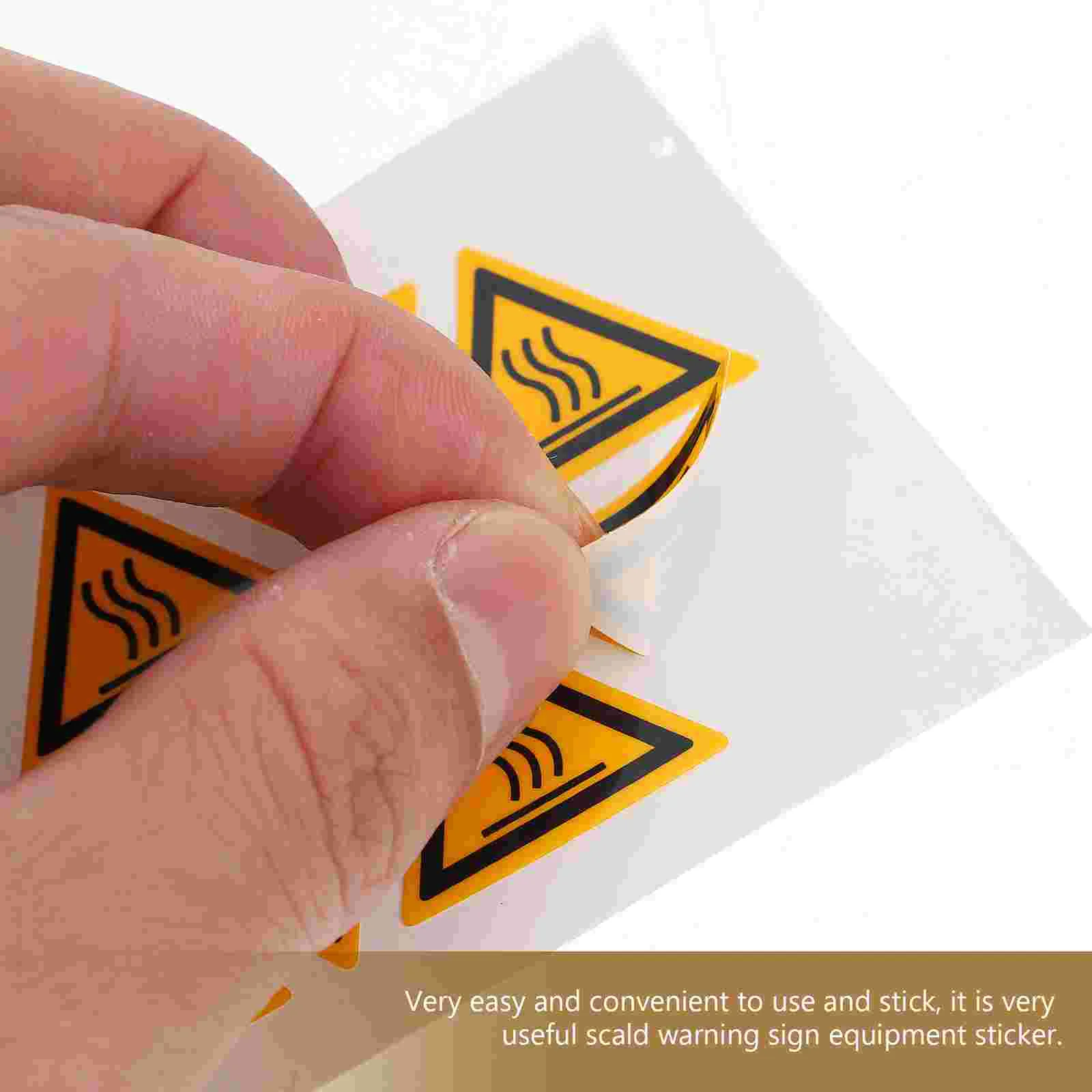 10 Pcs Stickers Pay Attention to High Temperature Warning Caution Label Triangle Scald Equipment Decals Sign Black