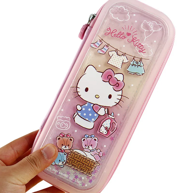 Imagem -05 - Sanrio Olá Kitty Lápis Case Aprendizagem Papelaria Desenhos Animados Rosa Praça de Armazenamento Presente do Estudante Bonito Kawaii Atacado