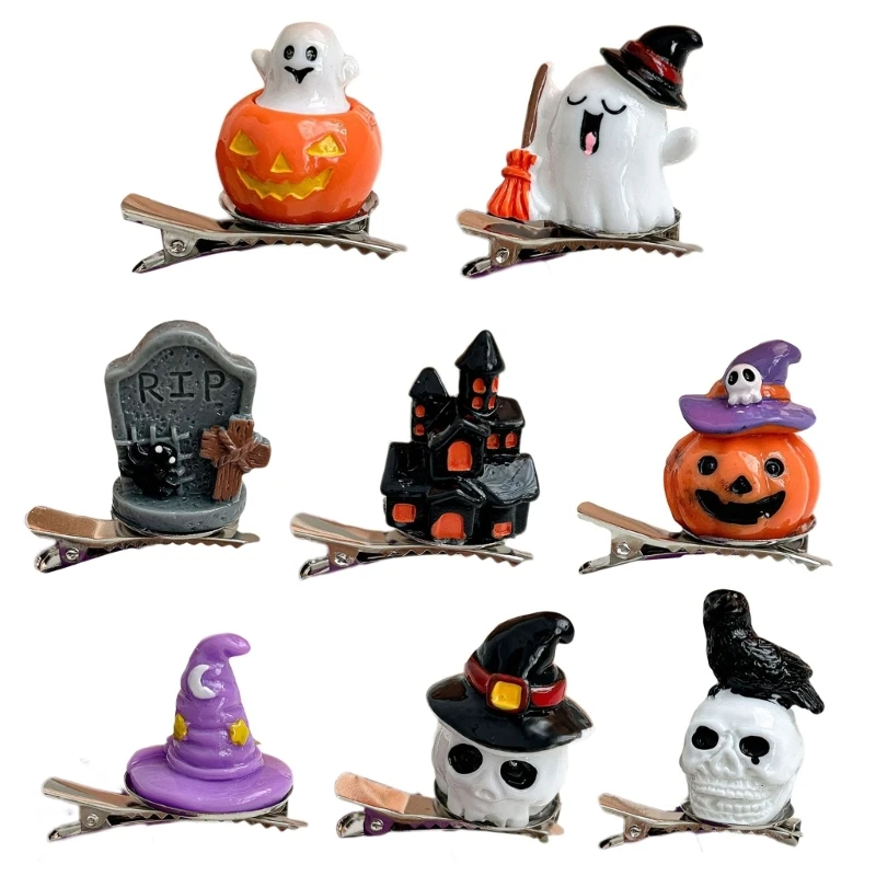 

Головной убор в стиле панк Черная заколка для волос Черные заколки с тыквенным черепом