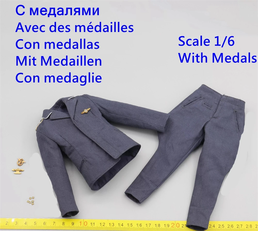 

1/6 Soldier Doll Man Dress Uniform Coat Tops Pant Shirt Glove Toy Model Accessories For 12" Doll Figure Collect DID D80190