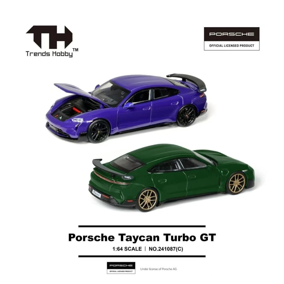 

Trends Hobby 1/64 Porsche Taycan Turbo GT Vehicle Miniature Model Alloy Toy Car Free Wheels Diecast Metal Collection Gift Kid