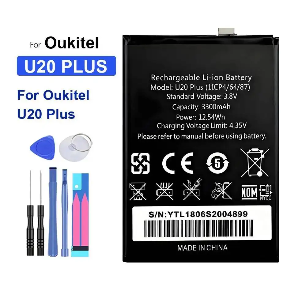 

Environmentally Friendly 3300Mah Mobile Phone Battery High-Capacity For Oukitel U20 Plus