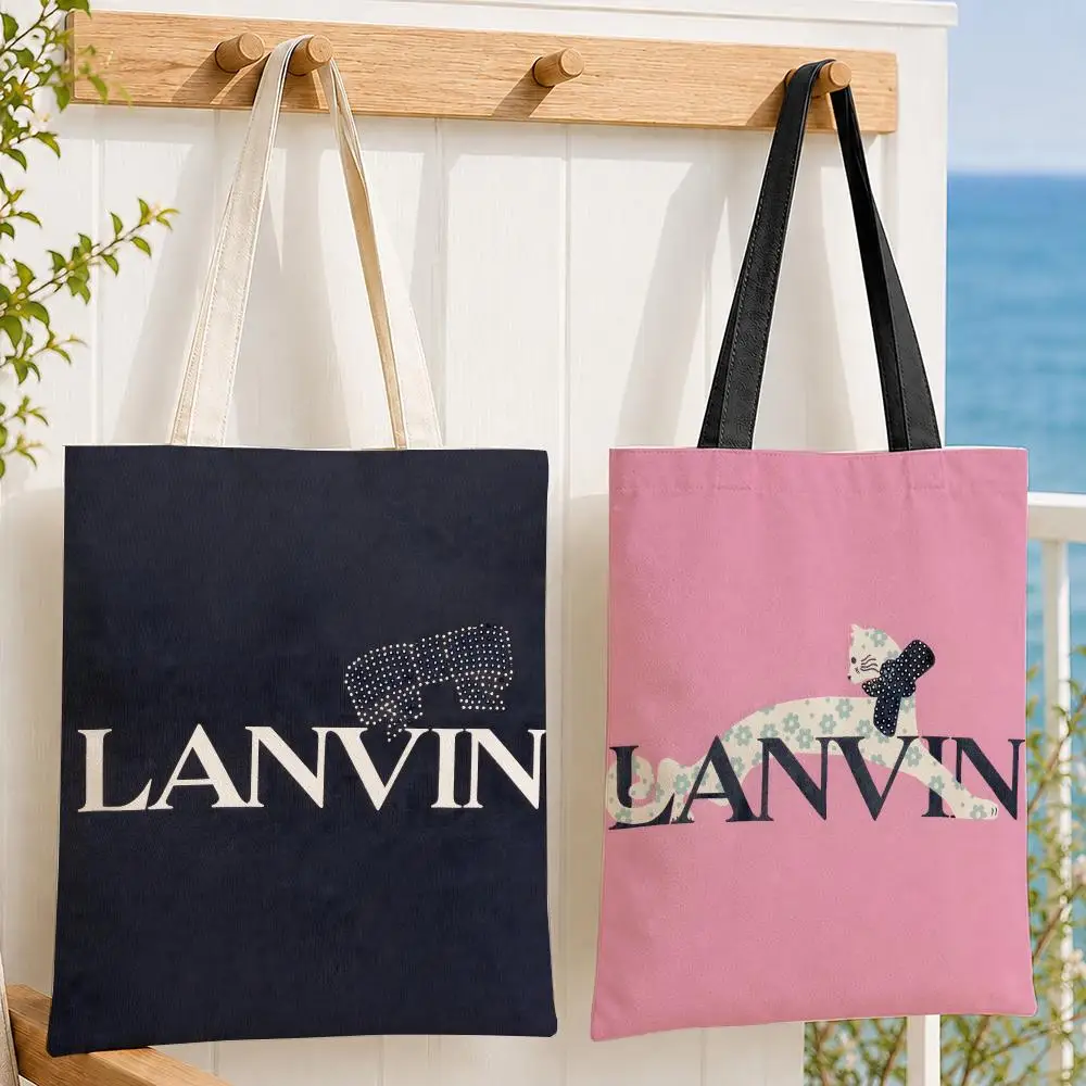 Bolsas de almacenamiento de marca L-LANVIN, bolso de lona para mujer, bolso de hombro de gran capacidad para ir de compras a la escuela