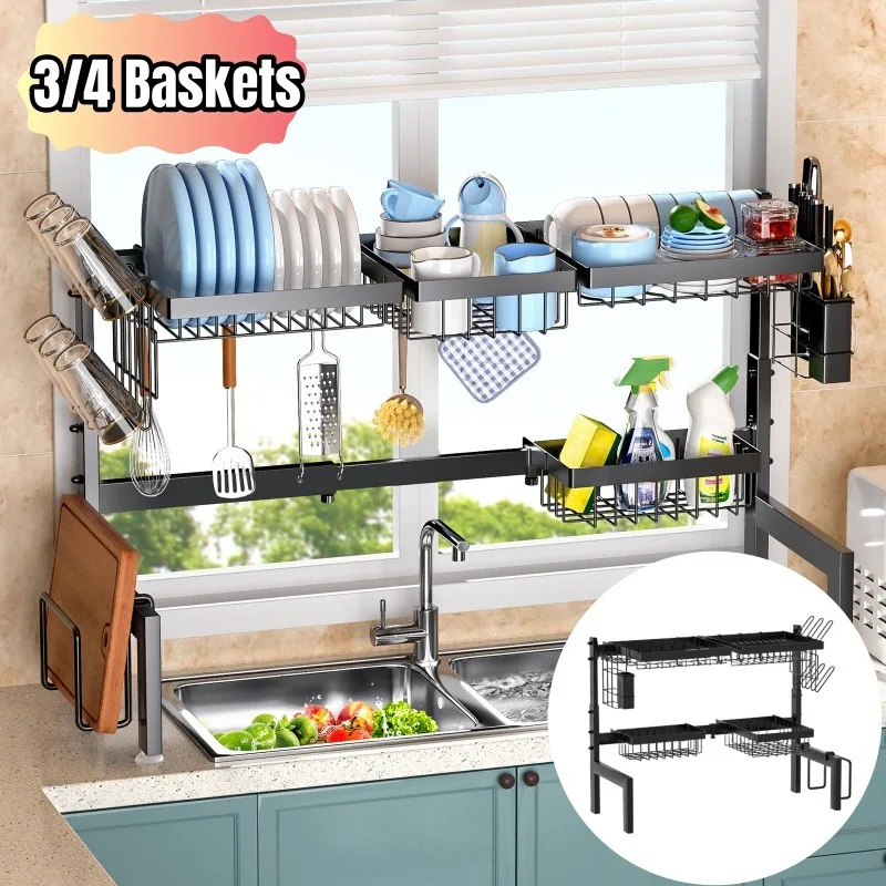 

Kitchen Household Sink Rack Can Drain and Retractable Dish Storage Place To Place Kitchen Utensils and Accessories on The Sink