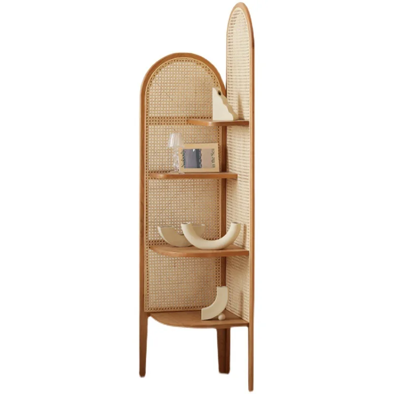 

Japanese Rattan Corner Cabinet Corner Cabinet Shelf Modern Simple Triangle Cabinet