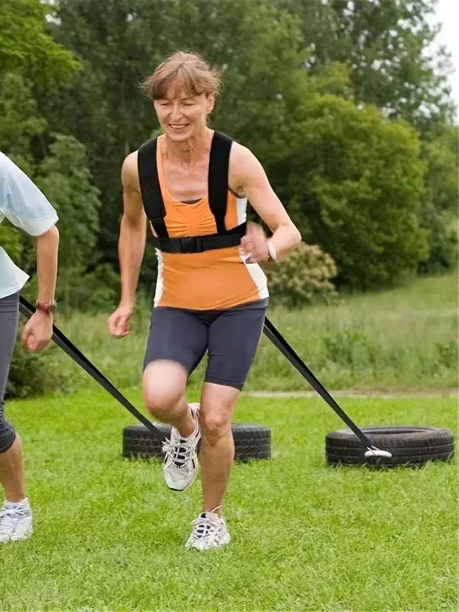 Schlitten-Zuggeschirr, Reifen-Zuggeschirr mit Zugriemen für Widerstandstraining, Verstellbares Gepolstertes Schultergurt-Trainer-Geschirr – Detail 4