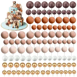 80pcs Balls Cake Topper Mini Balloons Foam Ball Cake Toppers Cake Insert Topper for Birthday Party Baby Shower Decoration