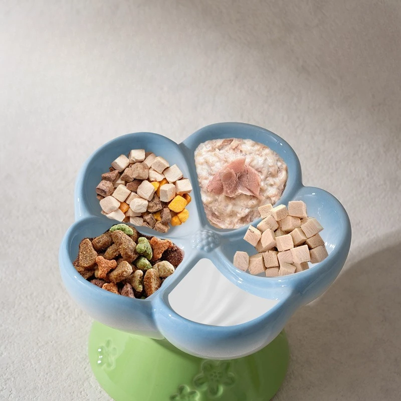 2027 Pet Slow Feeders Food Bowl High Footed Ceramic Cat Bowl Small Dog Tableware