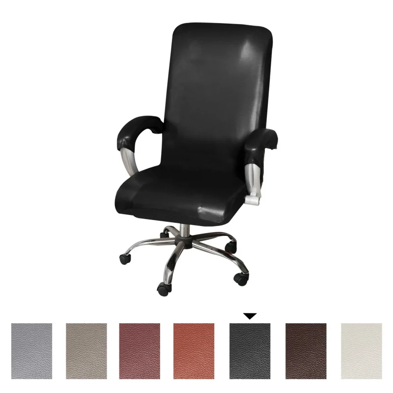 Waterproof PU Leather Office Chair Cover Stretch Computer Gaming Chairs Slipcover Rotating Removable Armchair Protector Covers