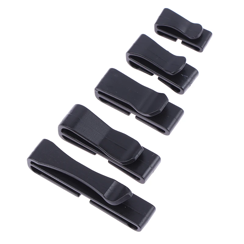 10 Teile/paket Schnell Slip Keeper Schnalle Ende Clip Slider Schwarz Für Camping Wandern Rucksack Anpassung Gurtband 20-51mm