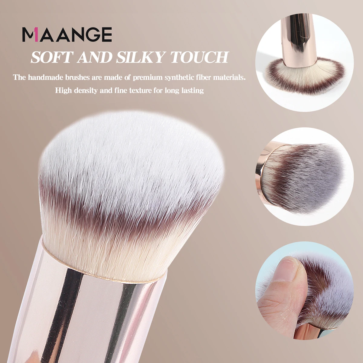 MAANGE 3PCS Makeup Brushes with 2PCS Triangle Powder Puff Soft Foundation Concealer Blush Blending Brush Cosmetic Makeup Sponges