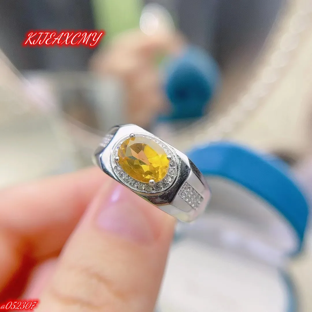 

KJJEAXCMY брендовый бутик ювелирных изделий, стерлинговое серебро 925 пробы, натуральный драгоценный камень цитрина, мужское кольцо на годовщину, подарки на Хэллоуин