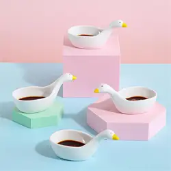 Creative Ceramic Soy Sauce Bowl Swan Duck Condiment Dish Ceramic Snack Cute Seasoning Plates Seasoning Plates Tomato Sauce Dish