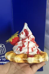 Artificial Simulated Caramel Brunch Faux Belgian Waffle Breakfast Cafe Model Dessert Cream Display Diy Cabinet Decoration Dim