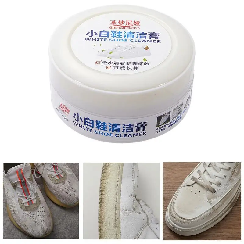 White Shoes Cleaning Cream Lightweight Stains Remover Sneakers Kit With Sponge Multipurpose Footwear Polishing For Sports Shoes