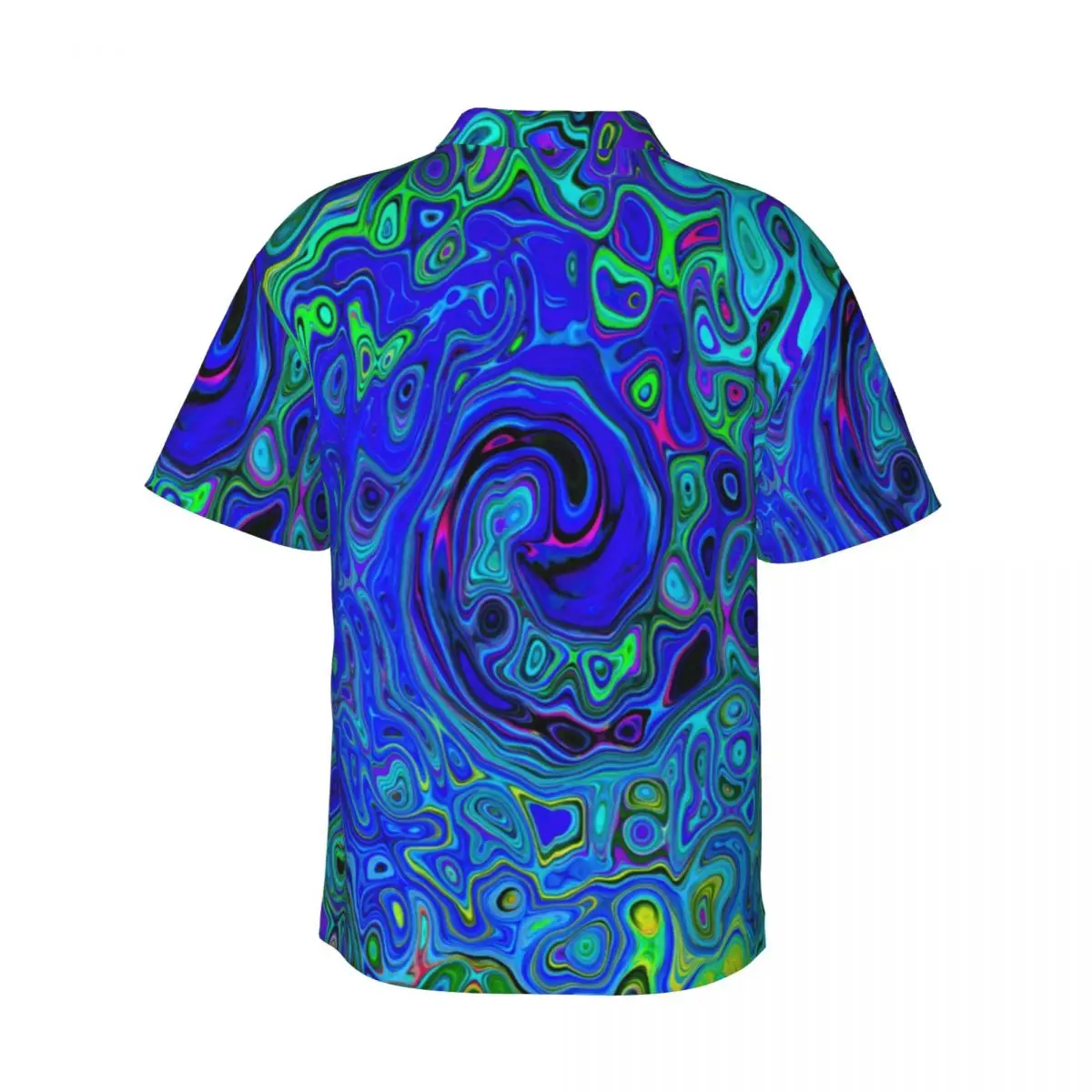 Hawaiian Shirt Vacation Hippy Violet Print Blouses Abstract Liquid Swirl Retro Casual Shirts Man Short-Sleeve Harajuku Clothing