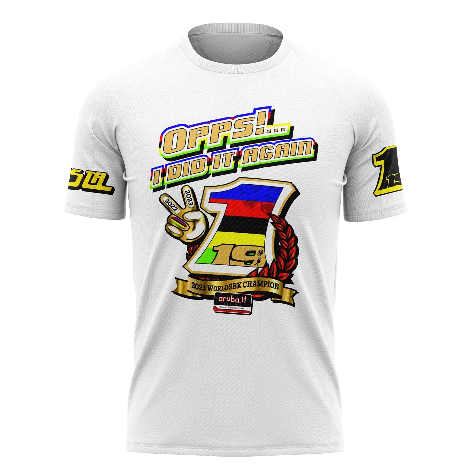 تي شيرت رياضي وكاجوال للرجال، سباق الدراجات النارية رقم 1 قميص أحمر، سائق، ألفارو باوتيستا، صيف، جديد 2024 #5