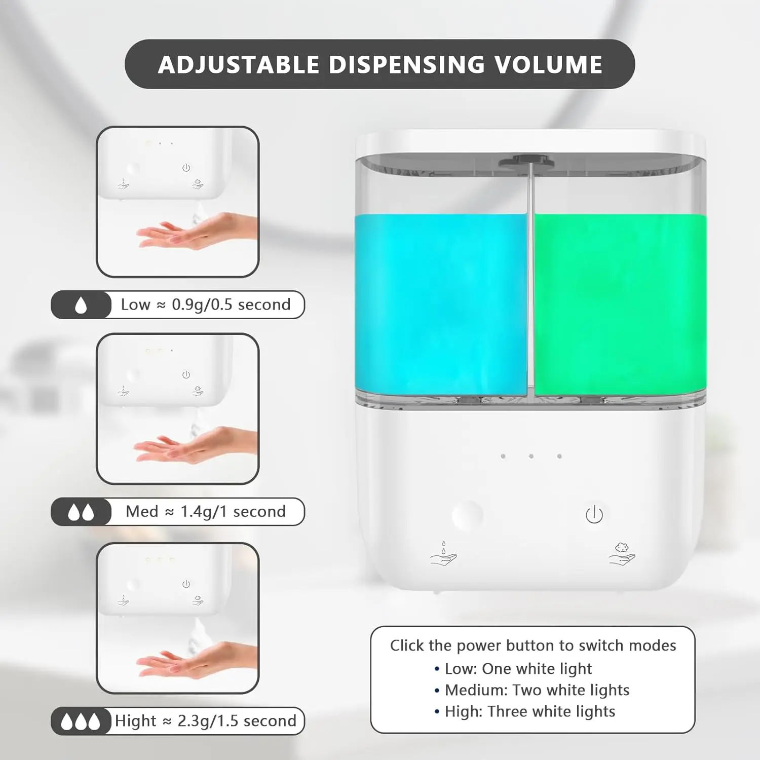 Rechargeable  Kitchen Bathroom OEM 1000ML Wall-mounted USB Charging Double-head Automatic Foam Liquid Soap Dispenser