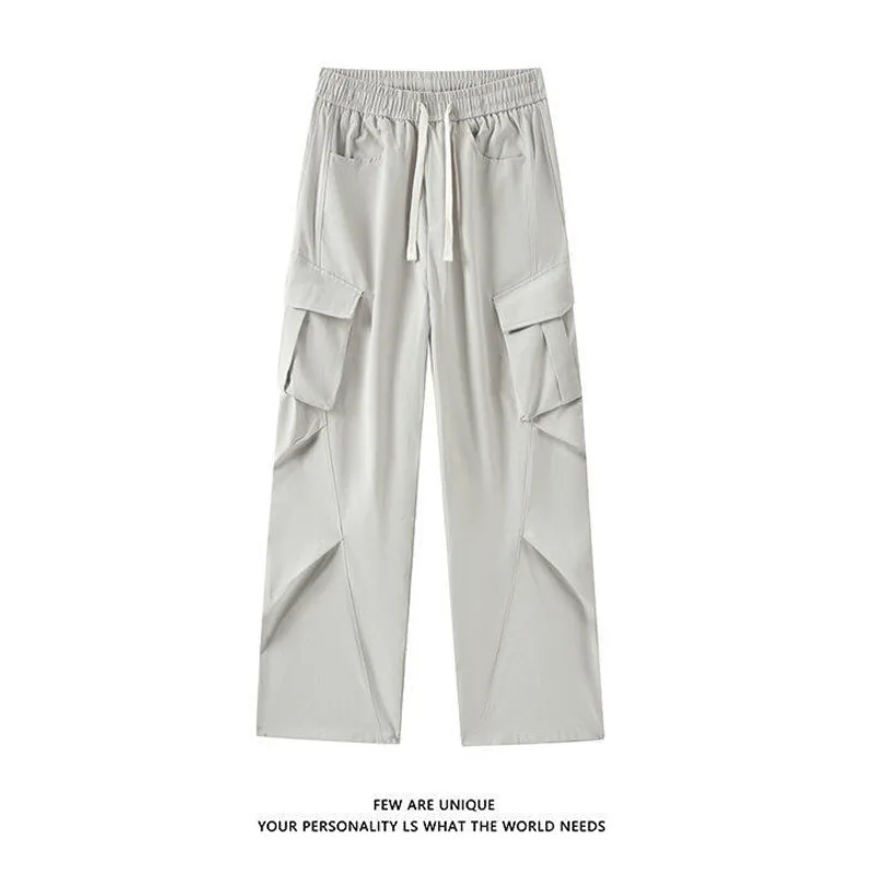 Pocket Casual Pants Men Retro Black Cargo Pants Men Japanese Streetwear Hip-hop Loose Straight Pants Mens Vintage Trousers