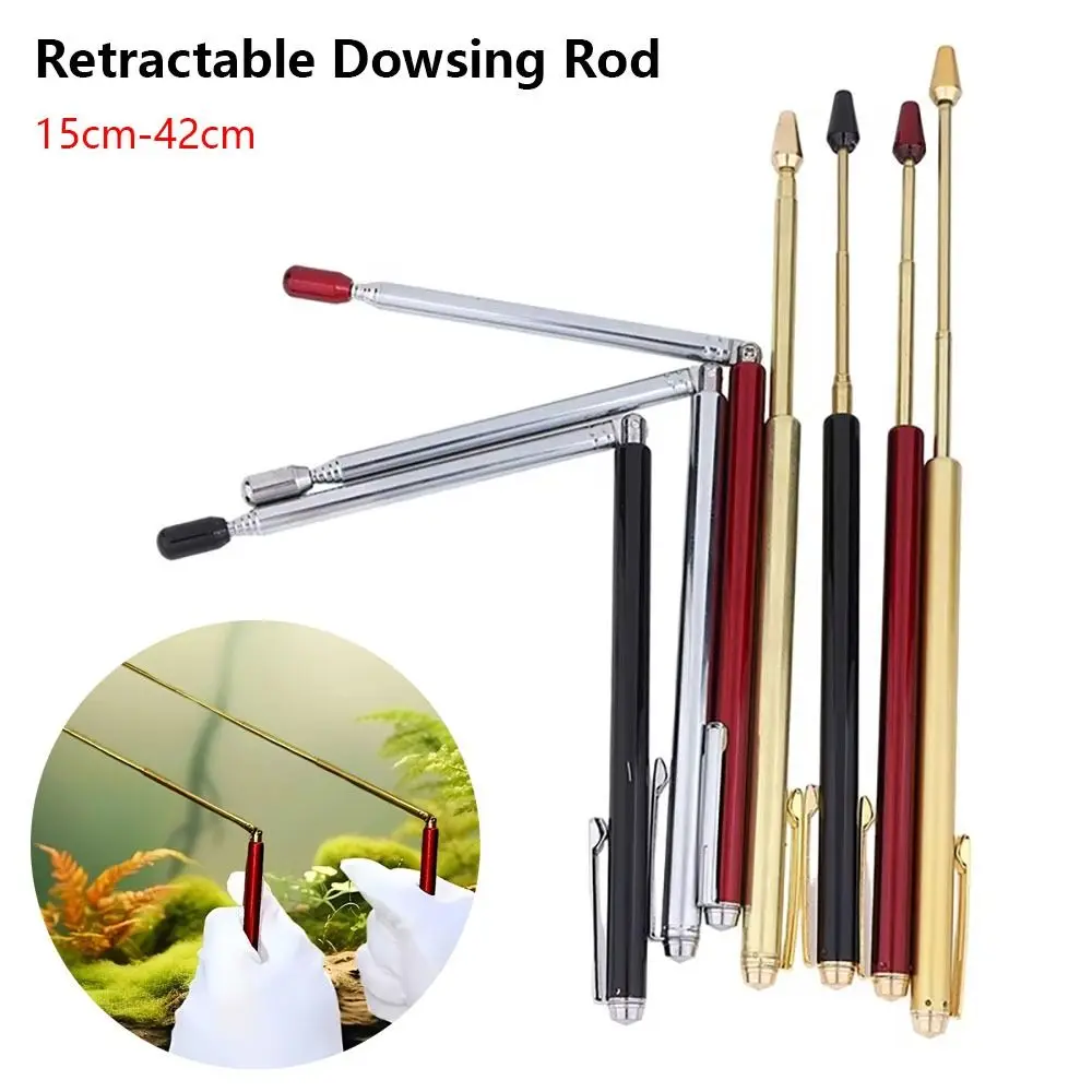 1Pcs Brass Alloy Dowsing Rods Retractable Metal Retractable Detector Rod Pen Shape Flexible Rotation L Rods for Detecting Water