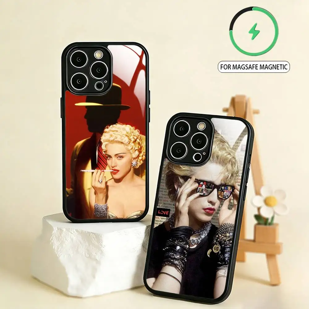

Q-Queen of Pop M-Madonna Phone Case For iPhone17,16,15,14,13,12,11 Plus,Pro Max Magnetic For Magsafe Wireless Charging
