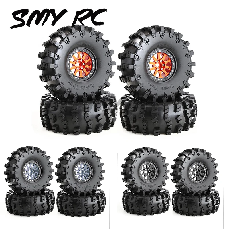 

4pcs 2.2 Inch Beadlock 10-Spokes Wheel Rims & Rubber Tire for 1/10 RC Crawler Axial SCX10 RBX10 Wraith 90048 90018 Traxxas TRX4