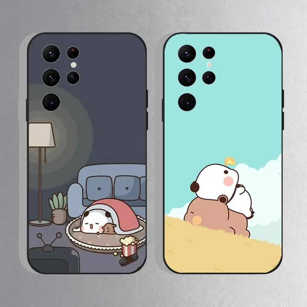 

Cute BuBu DuDu Phone Case For Samsung S25,S24 Ultra,S20,S30 plus,S22 plus,S23,S30 Ultra 5G Silicone Black Shell