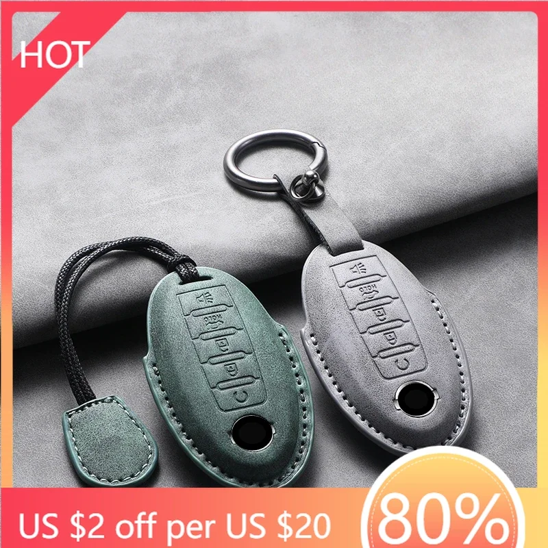 

2025 Горячий кожаный чехол с 5 кнопками для дистанционного ключа автомобиля для Nissan X Trail T32 2020 Rogue Patrol Murano Htrail Maxima Altima Sentra