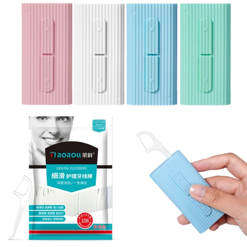 

118Pcs Dental Floss and Dispenser Box Disposable Ultra-fine Flosser Picks Portable Automatic Organiser Case Oral Hygiene Care