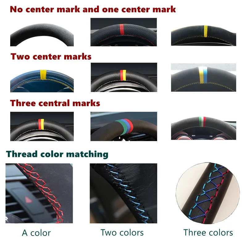 Car Steering Wheel Cover Braid Suede For Audi Q3 2018-2019 Q5 (FY) 2017-2019 Q7 (4M) 2015-2019 Q8 Steering-Wheel Cover Wrap