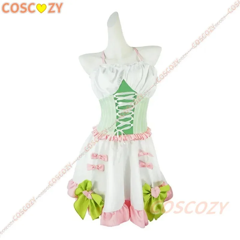 Прекрасный Хашира Кародзи Мицури без рукавов, карнавальный костюм Лолиты, сексуальный наряд горничной, парик с косой, чулки, комплект платья