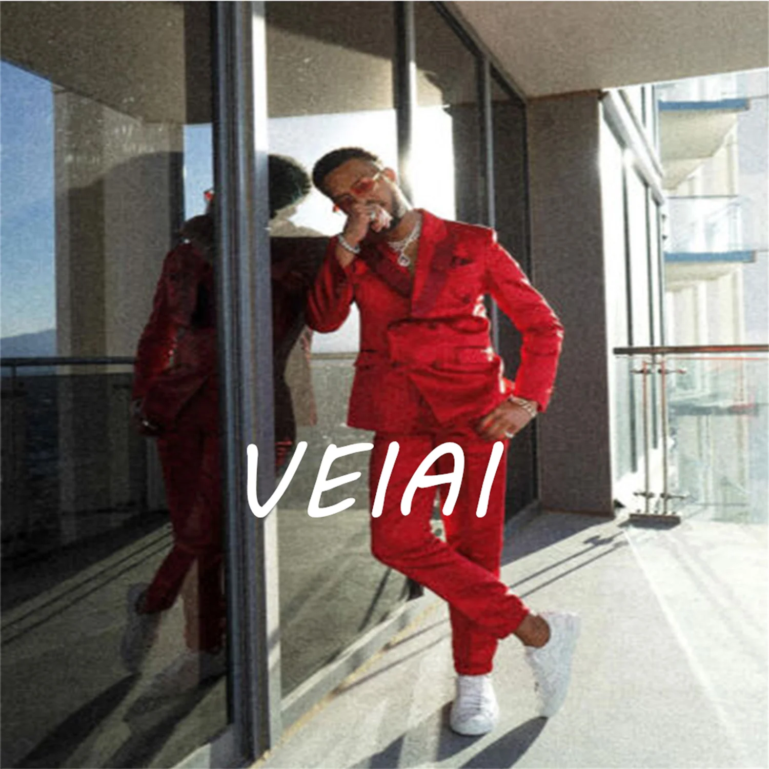 تخصيص الرجال الدعاوى الساتان سليم صالح الأحمر لامعة العريس حفلة موسيقية فستان الزفاف سهرة مصممة 2 قطعة سترة + السراويل #1