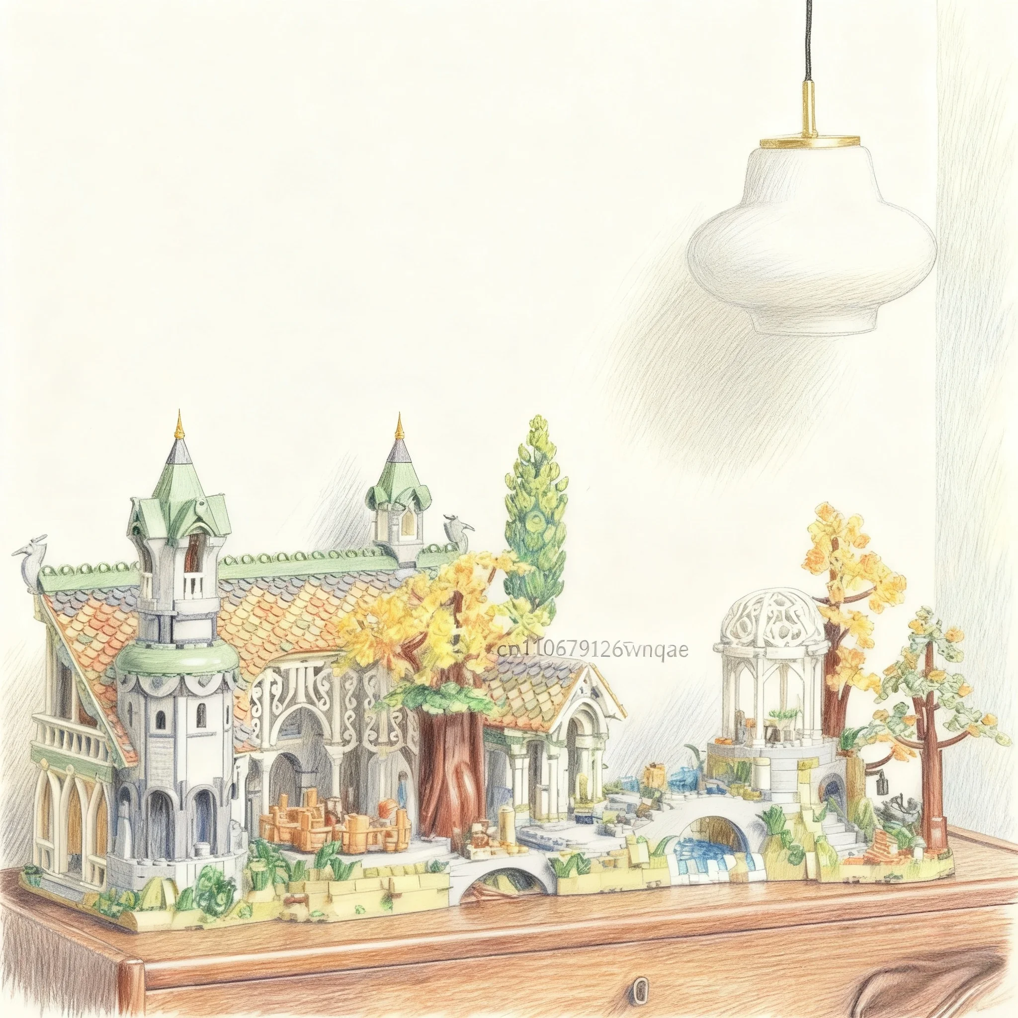 

Строительные блоки серии Rivendell Movie, 6167 штук, узоры для украшения стола для детей и взрослых, подарки на день рождения и Рождество