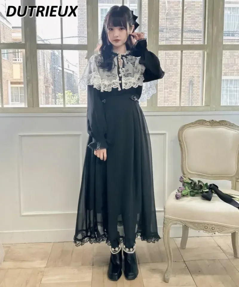 Spring Autumn Elegant Casual Dresses for Women Vintage Loose and Thin Romantic Floral Japanese Style Long Seeve Dress Femme