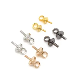 50-100pcs 3/4/5/6/8mm Brass Eye Pin Pearl Pendant Charm Connector Bail For Diy Jewelry Making