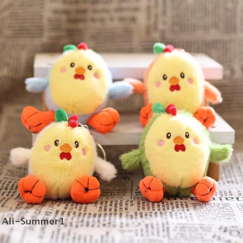 Cartoon Fruit Avocado Chicken Plush Keychain Creative Stuffed Doll Keyring Student Bag Pendant Backpack Hanging Decoration Gifts
