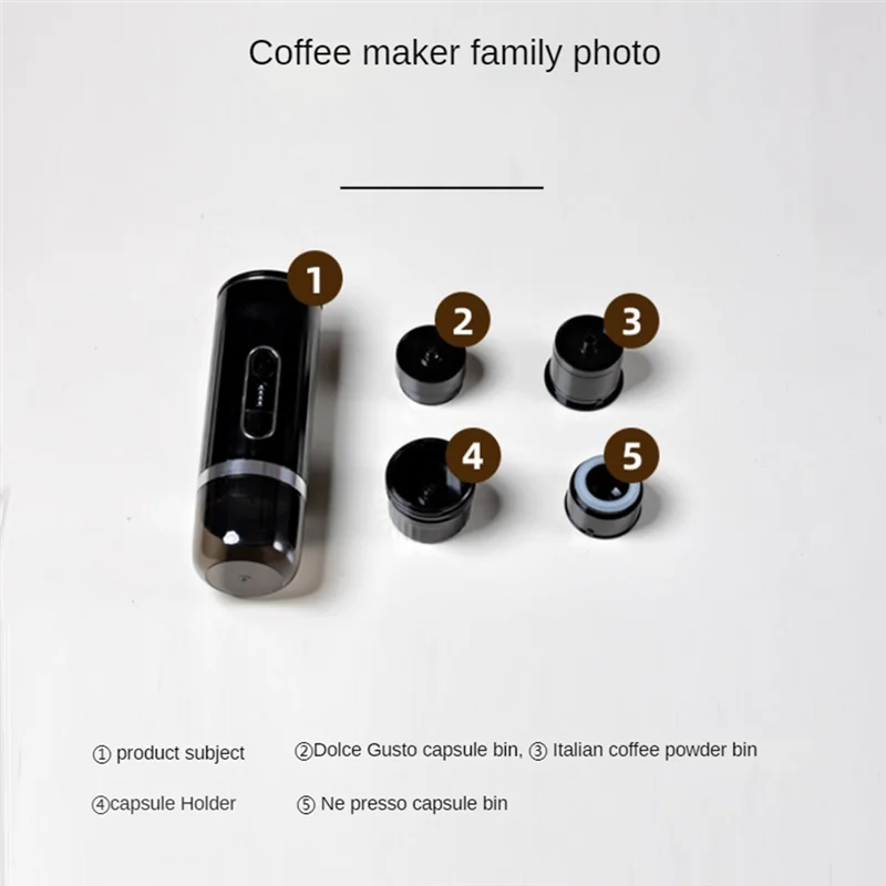 AF93-Portable cafetière Rechargeable sans fil chauffage Machine à expresso voiture café faire du café moulu et expresso voyage