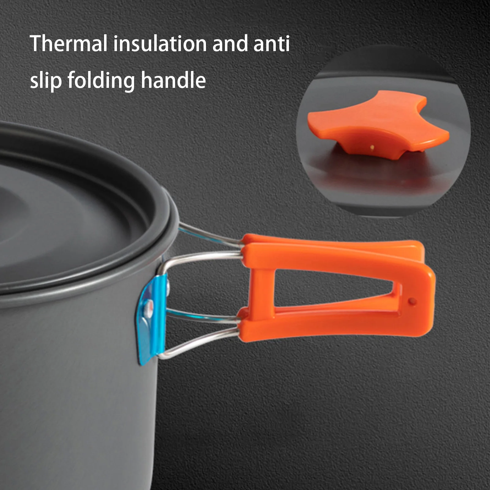 3 قطعة مجموعة تجهيزات المطابخ التخييم المحمولة غير عصا سبائك الألومنيوم وعاء عموم 1.1L غلاية عدة ل بقاء في الهواء الطلق لوازم الطبخ #6