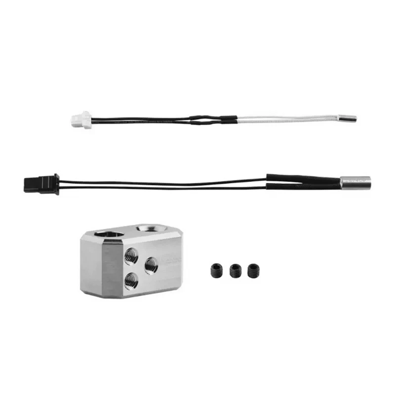 

Top-For Prusa I3 MK4 Extruder Copper Plated Heating Block+Heating Rod+Thermal Wire 3D Printer Accessories