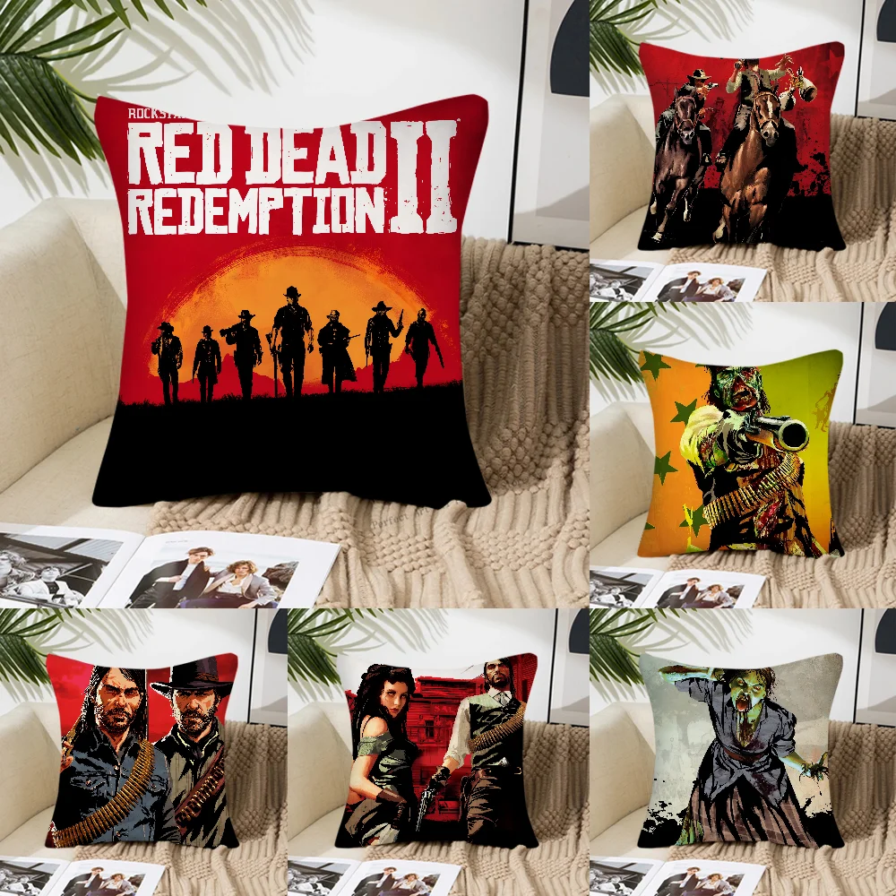 Red Dead Redemption Game Pillow Case Fashion Square Pillowcase Bedroom Sofa Room Ins Decoration Leisure Cushion Cover 40x40