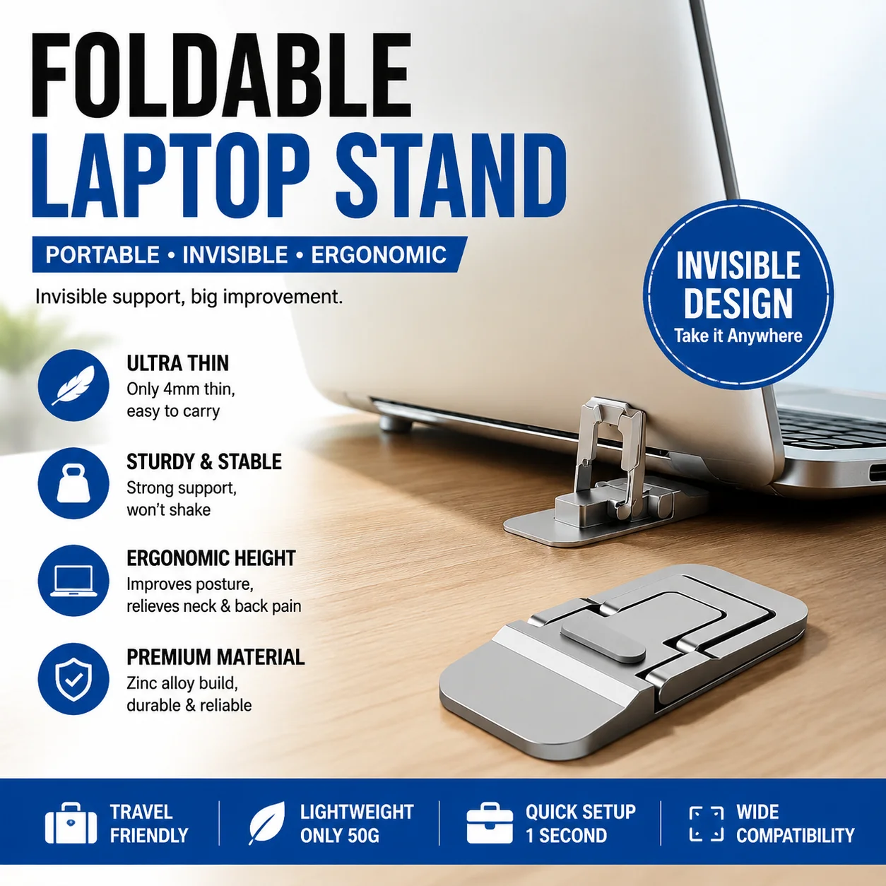 Foldable Laptop Stand Portable Notebook Support Base Holder Adjustable Riser Cooling Bracket Universal for Laptop Tablet