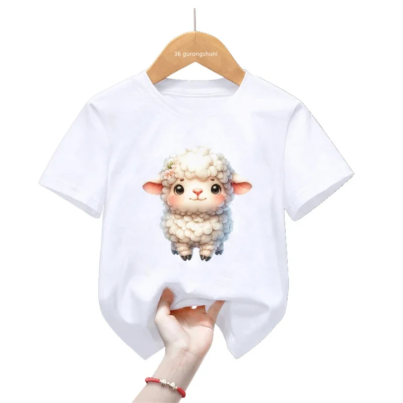 Cute Kids Clothes Cows Love Ice Cream Print T Shirt Girls/Boys Sheep/Yorkshire Tshirt Harajuku Shirt Summer Fashion T-Shirt