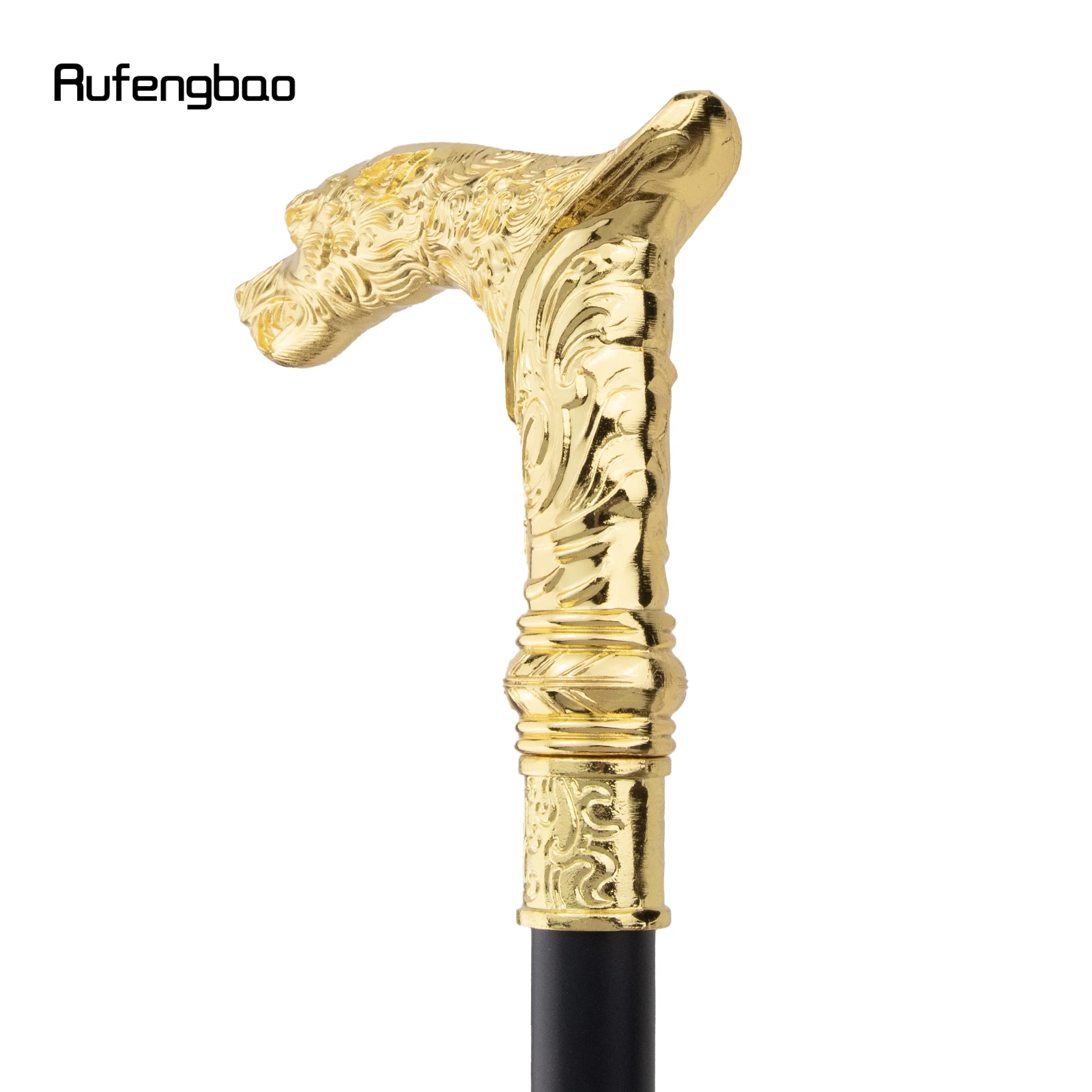 Golden Kylin Leopard Walking Stick with Hidden Plate Self Defense Fashion Cane Plate Cosplay Crosier Vampire Stick 93cm