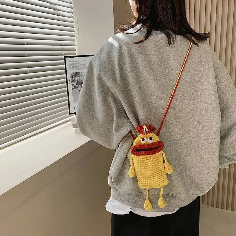 YoReAi Korean Kids Purses and Messenger Funny Cute Ugly Cute Shoulder Crossbody Bag Girls Totes Knitting Mobile Phone Bags