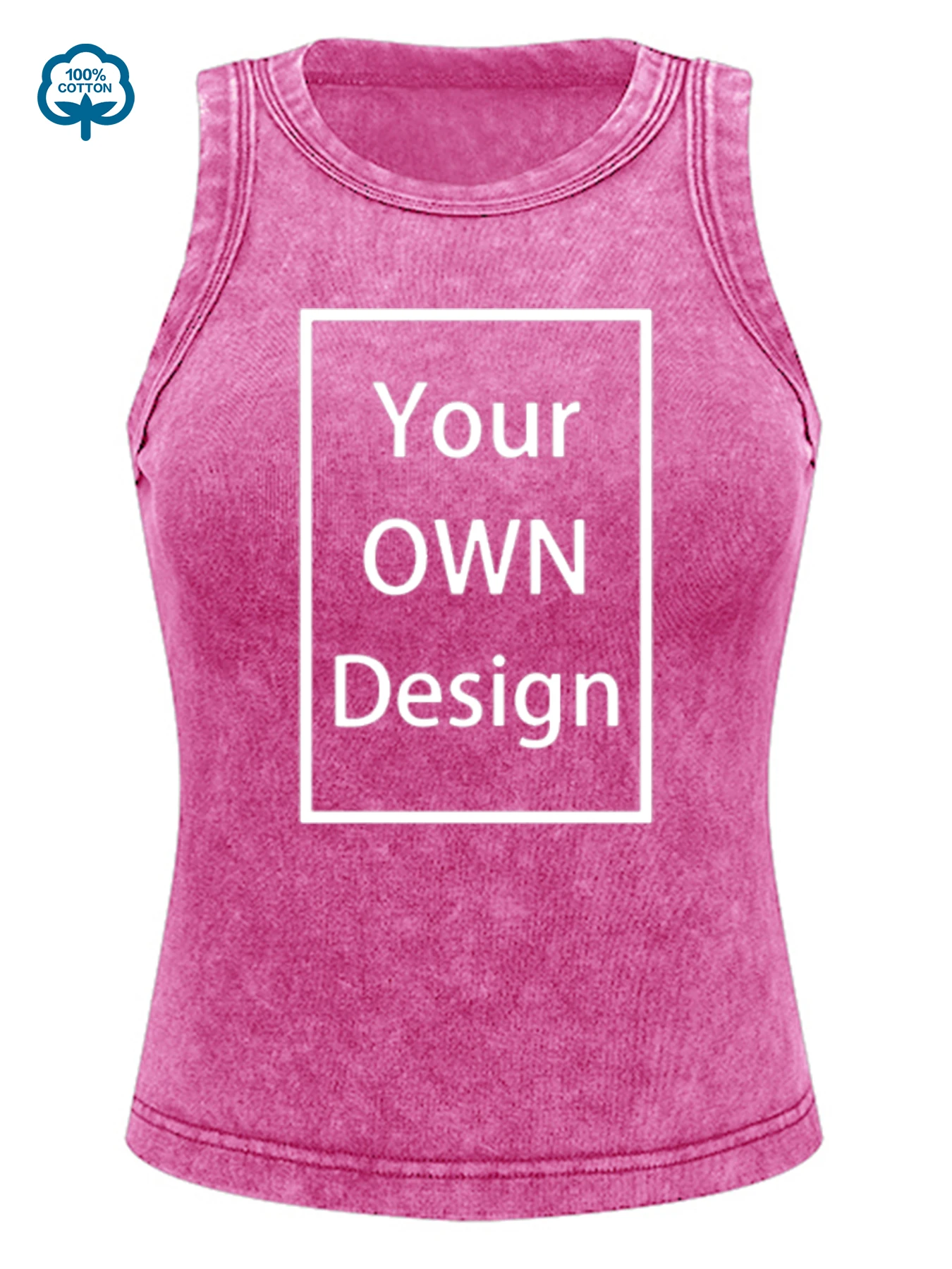DIY Customized The Logo Or Text Women Washed Vest Casual Cotton Sleeveless Top Soft Fashion Singlet Summer Y2K Woman Clothing