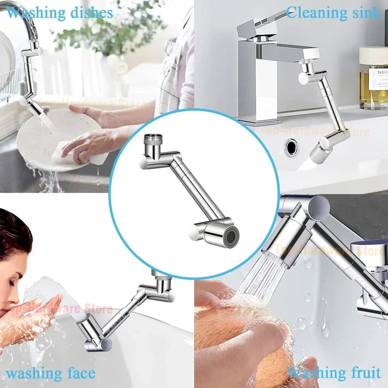 Metal Copper 1440° Rotation Faucet Aerator Extender Swivel Robotic Arm Faucets Extension Nozzle Kitchen Saving Water Sprayer