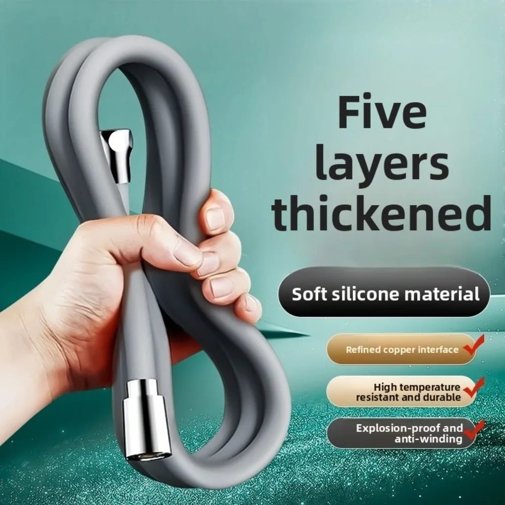 

Гибкий душевой шланг премиум-класса 1, 5 м, 2 м, силиконовая трубка высокого давления, анти-поворотный смеситель для ванной комнаты, аксессуары для мощных распылительных насадок